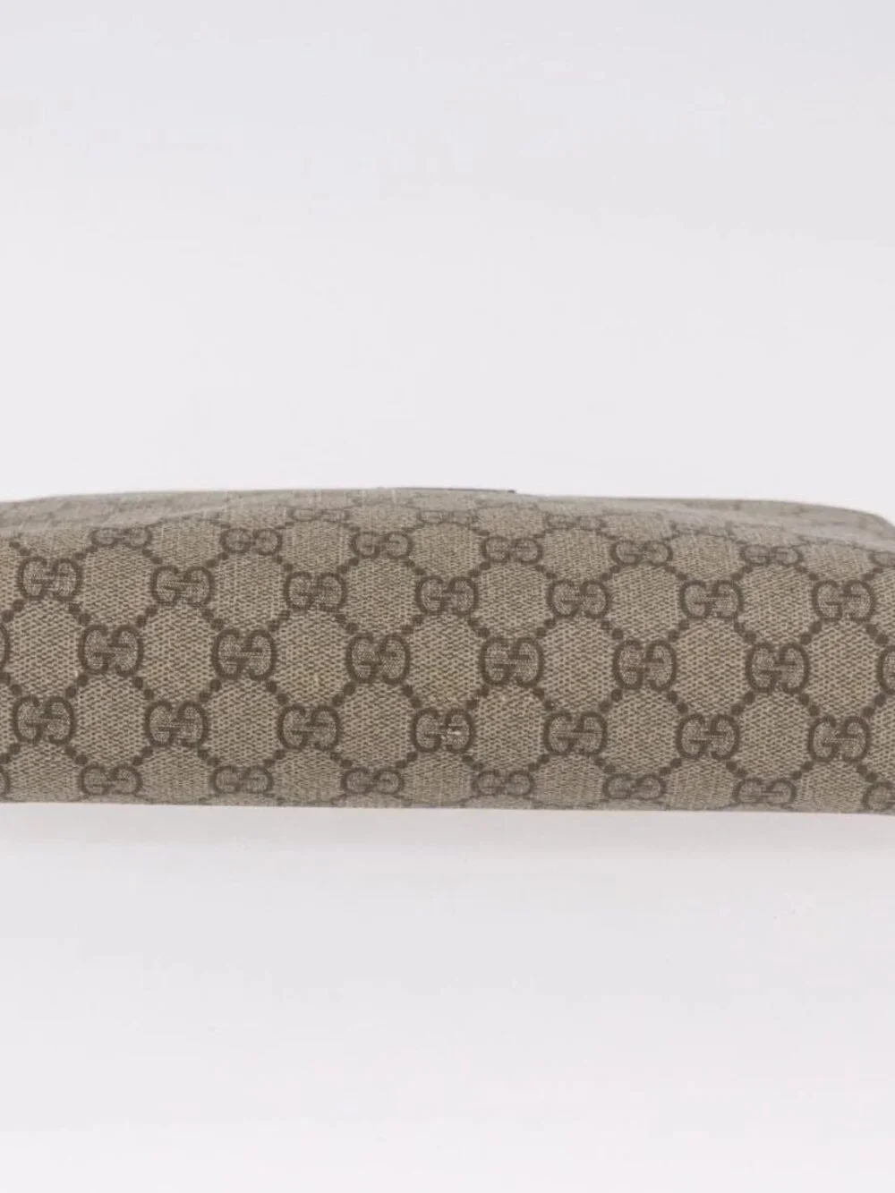 GUCCI GG Supreme Clutch Bag PVC Leather Beige Silver 201755 Auth 187159